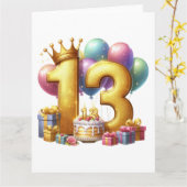 Carte Joyeux 13e anniversaire (Fleur jaune)