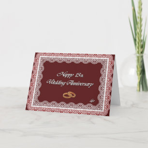 Carte Joyeux 13e anniversaire de mariage dentelle