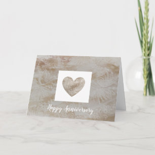 Carte Joyeux 13e anniversaire de mariage dentelle cœur