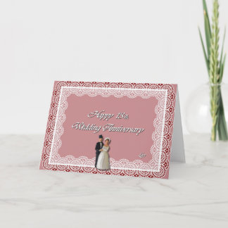 Carte Joyeux 13e anniversaire de mariage en dentelle