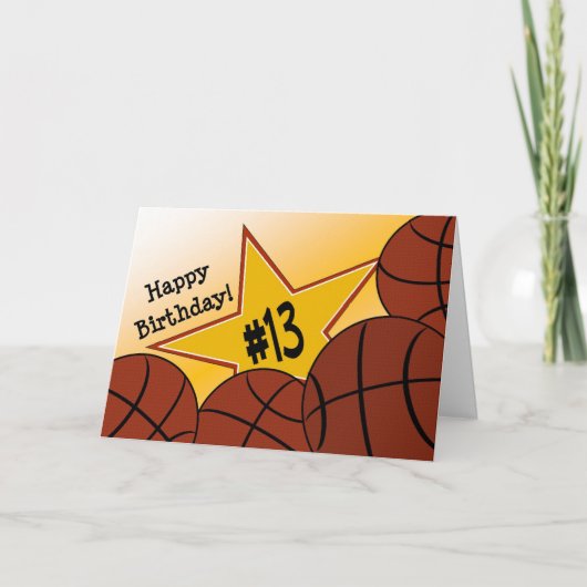 Carte Joyeux 13ème anniversaire, star du basket-ball ! (Devant)