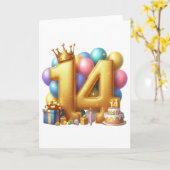 Carte Joyeux 14e anniversaire (Fleur jaune)