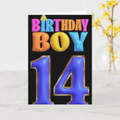 Carte Joyeux 14e anniversaire (Fleur jaune)