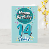 Carte Joyeux 14e anniversaire (Fleur jaune)