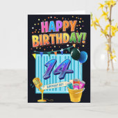 Carte Joyeux 14e anniversaire (Fleur jaune)