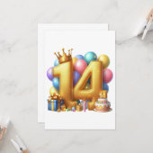 Carte Joyeux 14e anniversaire (Devant/Arrière en situation)