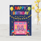 Carte Joyeux 14e anniversaire (Fleur jaune)