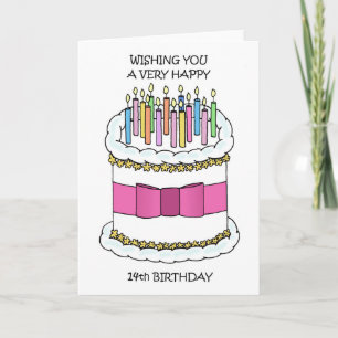 Carte Joyeux 14e anniversaire gâteau et bougies