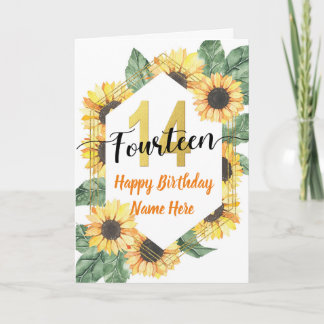Carte Joyeux 14e anniversaire Sunflower Salutation