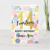 Carte Joyeux 14ème anniversaire Pastel Arc-en-ciel et fi (Devant)