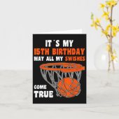 Carte Joyeux 15 ans 15e anniversaire Bysketbyll 15e Bi (Fleur jaune)