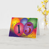 Carte Joyeux 15e anniversaire (Fleur jaune)