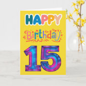 Carte Joyeux 15e anniversaire (Fleur jaune)