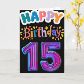 Carte Joyeux 15e anniversaire (Fleur jaune)
