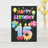 Carte Joyeux 15e anniversaire (Fleur jaune)