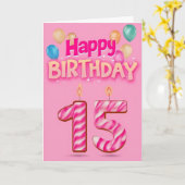 Carte Joyeux 15e anniversaire (Fleur jaune)