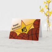 Carte Joyeux 15e anniversaire, Basketball Star! (Fleur jaune)