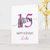 Carte Joyeux 15e anniversaire rose Parties scintillant g (Fleur jaune)