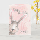 Carte Joyeux 16e anniversaire fille d'aquarelle Bunny (Fleur jaune)