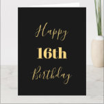 Carte Joyeux 16e anniversaire Gold Jaune Black âge perso<br><div class="desc">Conçu avec un modèle de texte jaune or pour "Happy 16th Birthday" et message personnalisé que vous pouvez modifier pour customiser et aussi un arrière - plan de couleur personnalisé!</div>