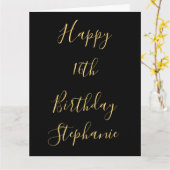 Carte Joyeux 16e anniversaire Gold Jaune Black Nom perso (Fleur jaune)