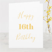 Carte Joyeux 16e anniversaire Gold Jaune Blanc âge perso (Fleur jaune)