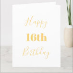 Carte Joyeux 16e anniversaire Gold Jaune Blanc âge perso<br><div class="desc">Conçu avec un modèle de texte jaune or pour "Happy 16th Birthday" et message personnalisé que vous pouvez modifier pour customiser et aussi un arrière - plan de couleur personnalisé!</div>