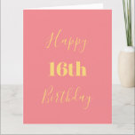 Carte Joyeux 16e anniversaire Gold Yellow Rose âge perso<br><div class="desc">Conçu avec un modèle de texte jaune or pour "Happy 16th Birthday" et message personnalisé que vous pouvez modifier pour customiser et aussi un arrière - plan de couleur personnalisé!</div>