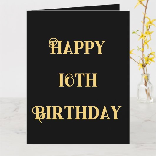 Carte Joyeux 16e anniversaire Or Jaune Seize âge personn (Fleur jaune)