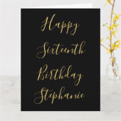 Carte Joyeux 16e anniversaire Personnalisé Nom Or Jaune (Fleur jaune)