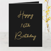 Carte Joyeux 16e anniversaire Seize Gold Black Cute pers (Fleur jaune)