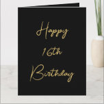 Carte Joyeux 16e anniversaire Seize Gold Black Cute pers<br><div class="desc">Conçu avec un modèle de texte jaune doré pour le message "Joyeux Seizième anniversaire" que vous pouvez modifier pour customiser et aussi un arrière - plan de couleur personnalisé!</div>