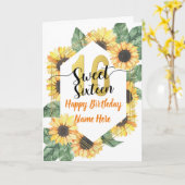 Carte Joyeux 16e anniversaire Sunflower Salutation (Fleur jaune)