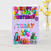 Carte Joyeux 16ème anniversaire (Fleur jaune)