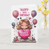 Carte Joyeux 16ème anniversaire (Fleur jaune)