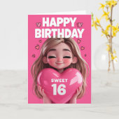Carte Joyeux 16ème anniversaire (Fleur jaune)