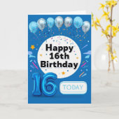 Carte Joyeux 16ème anniversaire (Fleur jaune)