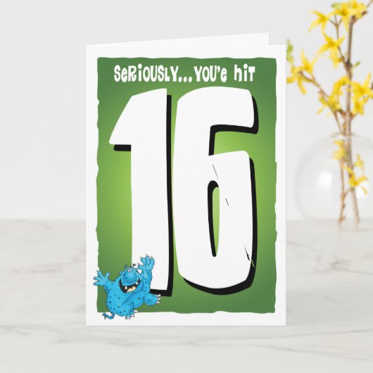 Carte Joyeux 16ème anniversaire (Fleur jaune)