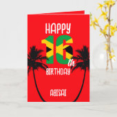 Carte Joyeux 16ème anniversaire en Jamaïque (Fleur jaune)