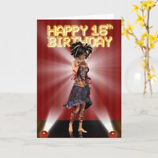 Carte Joyeux 16h Anniversaire, vraiment une star deva su (Fleur jaune)