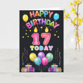 Carte Joyeux 17ème anniversaire (Fleur jaune)