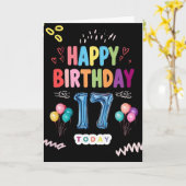 Carte Joyeux 17ème anniversaire (Fleur jaune)