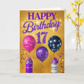 Carte Joyeux 17ème anniversaire (Fleur jaune)
