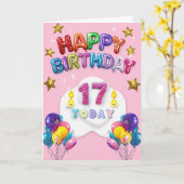 Carte Joyeux 17ème anniversaire (Fleur jaune)