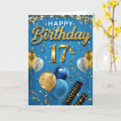 Carte Joyeux 17ème anniversaire (Fleur jaune)
