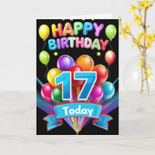 Carte Joyeux 17ème anniversaire (Fleur jaune)