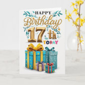 Carte Joyeux 17ème anniversaire (Fleur jaune)