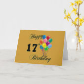 Carte Joyeux 17ème anniversaire design avec ballons (Fleur jaune)