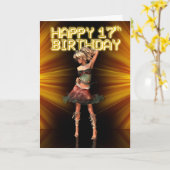 Carte Joyeux 17ème anniversaire Teenager star sur le dév (Fleur jaune)