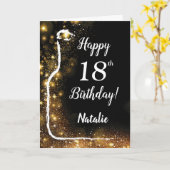 Carte Joyeux 18e anniversaire Black and Gold Parties sci (Fleur jaune)